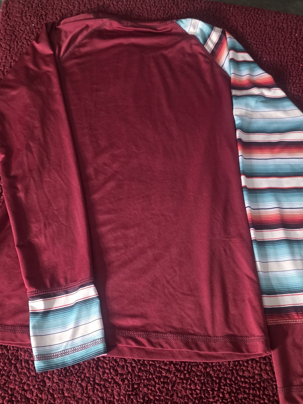 Cowgirl Tuff Maroon Long Sleeve Active Top, XS - Picture 7 of 7
